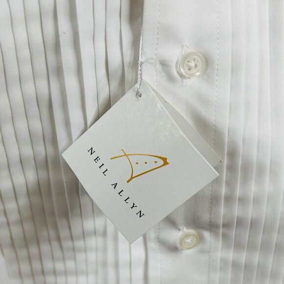 NWT Neil Allyn 18 34/35 2XL Tuxedo Dress Shirt All White Cotton Blend Formal - Picture 4 of 7